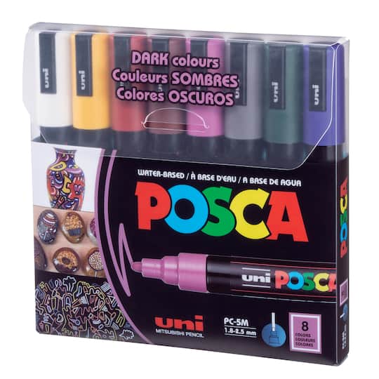 Uni POSCA PC-5M 8-Color Medium Tip Dark Paint Marker Set